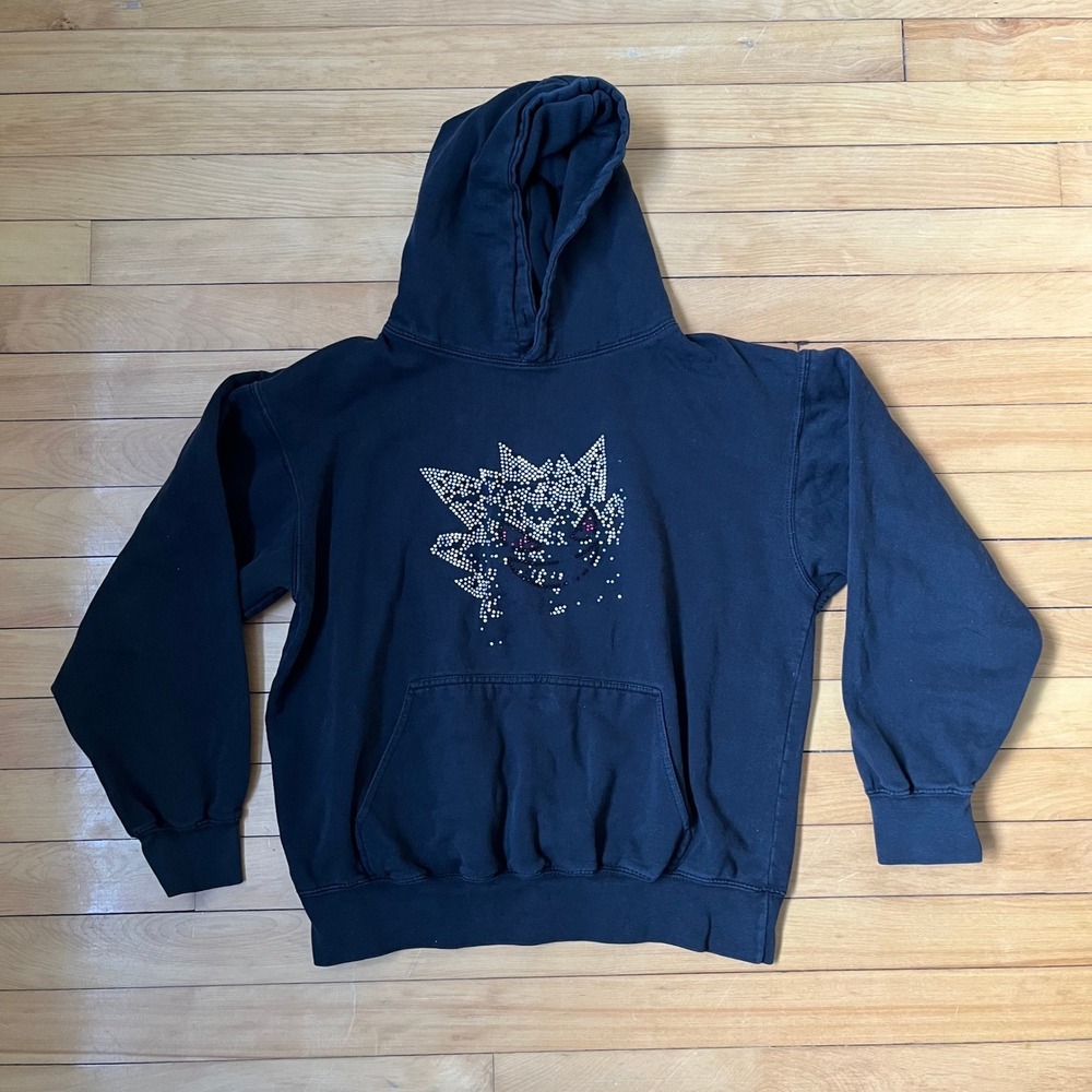 Pokemon Gengar Rhinestone Black Pullover Hoodie Sweatshirt Streetwear Y2K